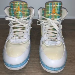 Air Jordan Fusion V5 Plaid White Blue Retro 23 Basketball Sneakers